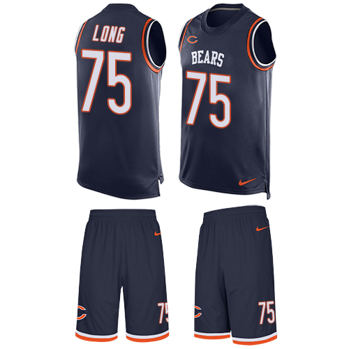 Men's Limited Kyle Long Nike Jersey Navy Blue - #75 Tank Top Suit NFL Chicago Bears